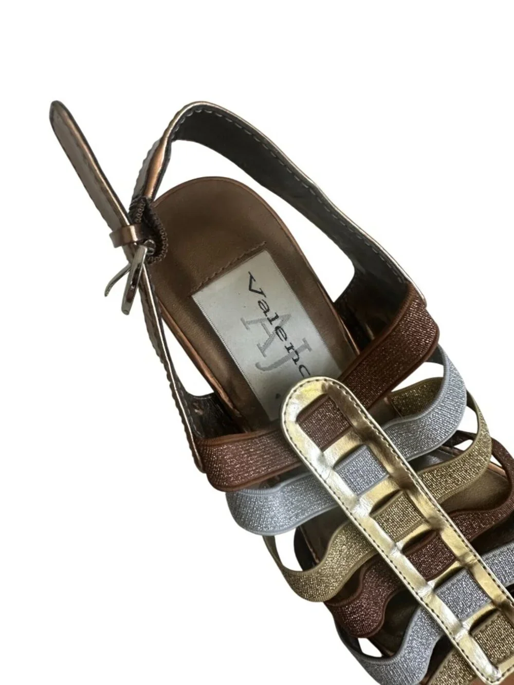 AJ VALENCI Multicolor Metallic Heels Sandals Size 8.5 - Picture 2 of 8